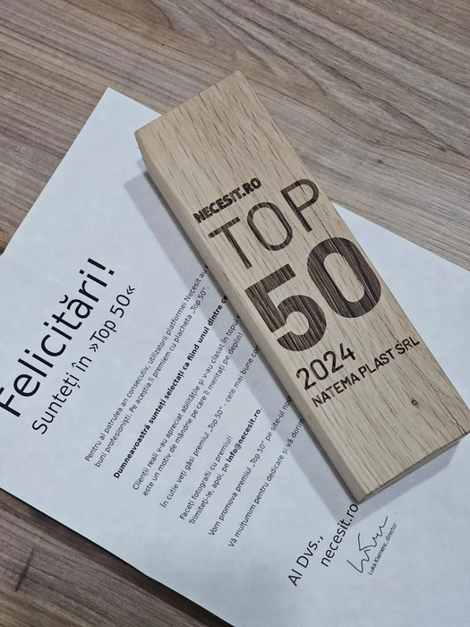 Premiul Natema Plast Natema Plast SRL, companie activă în județele Brașov, Sibiu, Vâlcea și în zona Deva (rază de 30 km), specializată în ferestre termopan și uși, a fost recunoscută pe platforma Necesit pentru calitatea și seriozitatea serviciilor oferite, având o evaluare de 4,7.